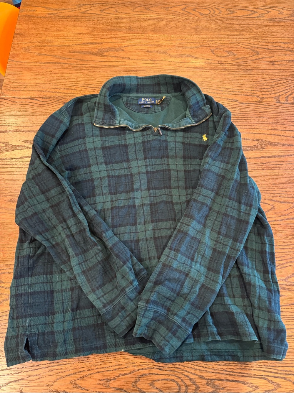 Ralph Lauren Green & Navy Plaid Quarter-Zip Pullover